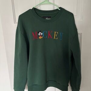 Mickey Mouse Hollister Dark Green Relaxed Fit Sweatshirt, Medium